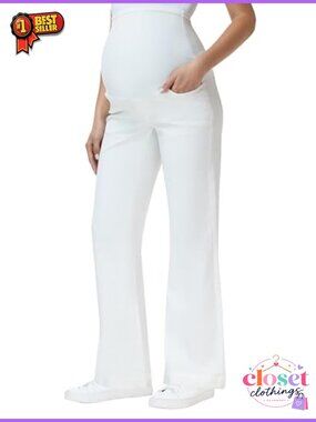 Foucome Maternity Jeans Wide Leg Over Belly Support Stretch Denim Pregnancy